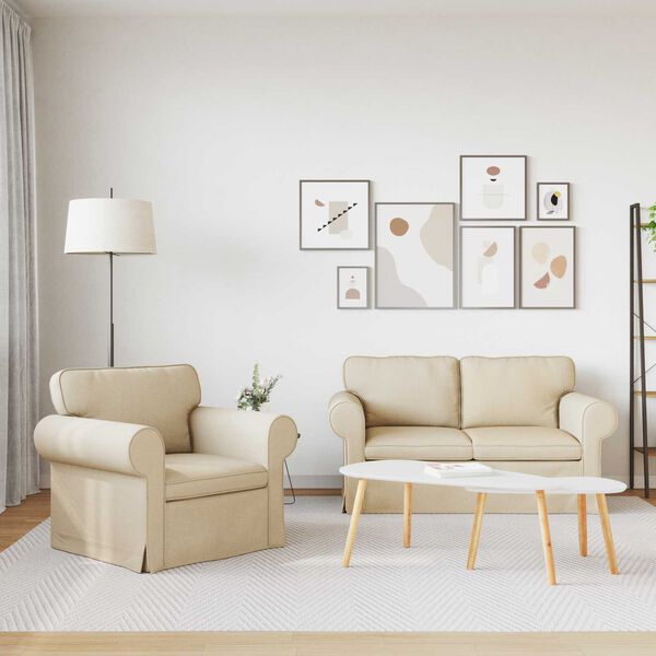 vidaXL Диван 2 pcs Крем 155 x 82 x 80 см текстил