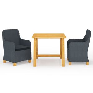 vidaXL Градински трапезен комплект, 3 части, тъмносив