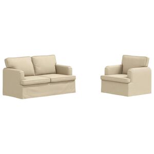 vidaXL Комплект дивани 2 pcs Крем 144 x 80 x 85 см текстил
