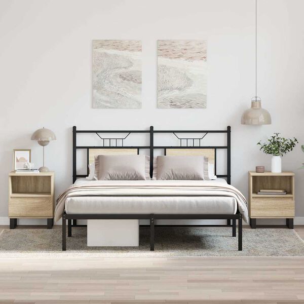 vidaXL Нощни шкафчета, 2 бр, сонома дъб, 40x35x50 см, инженерно дърво