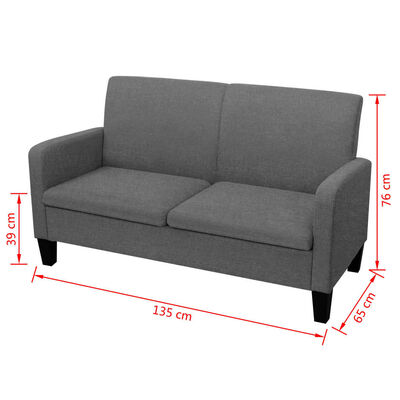 vidaXL Двуместен диван, 135х65х76 см, тъмносив