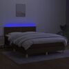 vidaXL Боксспринг легло с матрак и LED, тъмнокафяво, 140x190 см, плат