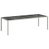 vidaXL Градинска маса бяла 250x100x75 см полиратан и закалено стъкло