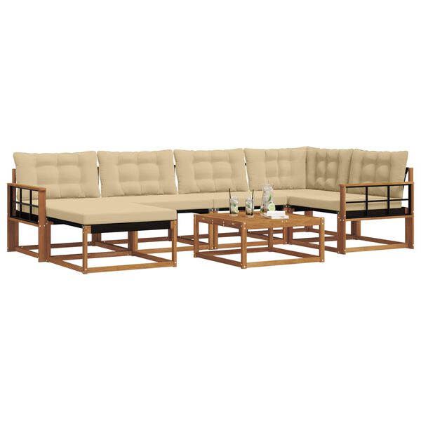 vidaXL Комплект дивани за открито 19 pcs Натурален и Бежов