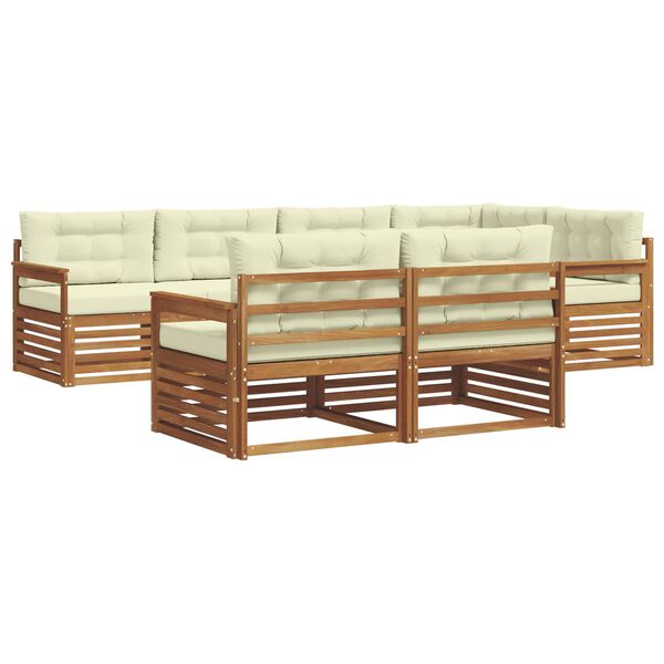 vidaXL Комплект дивани за открито 7 pcs Натурален и Крема