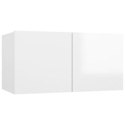 vidaXL Комплект ТВ шкафове от 7 части, бял гланц, ПДЧ