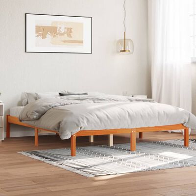 vidaXL Рамка за легло, восъчнокафяв, 150x200 см, борово дърво масив