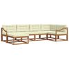 vidaXL Комплект дивани за открито 6 pcs Натурален и Крема