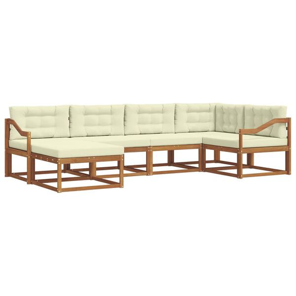 vidaXL Комплект дивани за открито 6 pcs Натурален и Крема