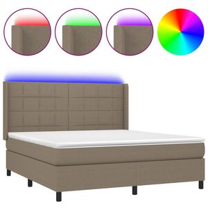 vidaXL Боксспринг легло с матрак и LED, таупе, 160x200 см, плат