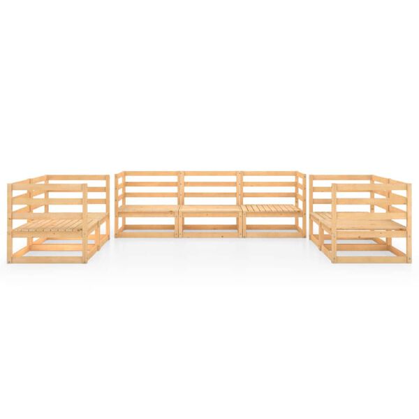 vidaXL Градински лаундж комплект, 7 части, борово дърво масив