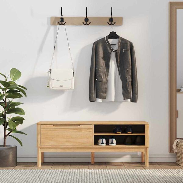 vidaXL Лавица за коридор FLORO Кафяво с восъчно покритие Солиден бор