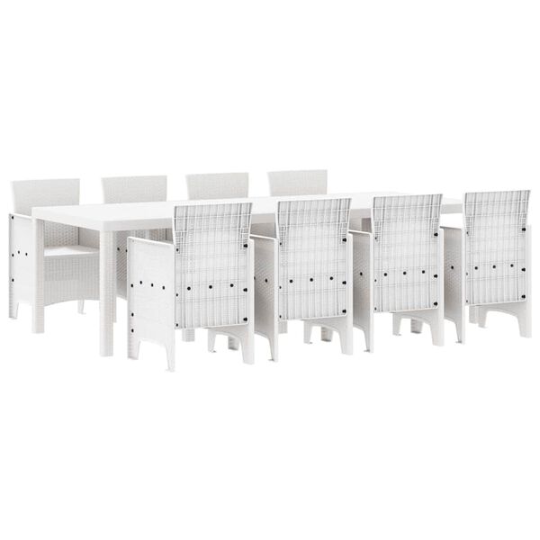 vidaXL Комплект за хранене в градината 9 pcs Светлосиво Ратан Polt