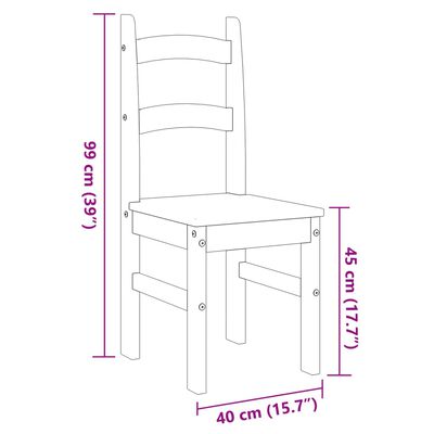 vidaXL Трапезни столове 2 бр сиви 40x46x99 см бор масив