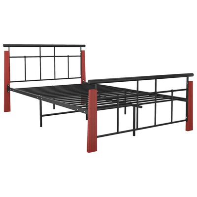 vidaXL Рамка за легло, метал и дъбов масив, 120x200 см