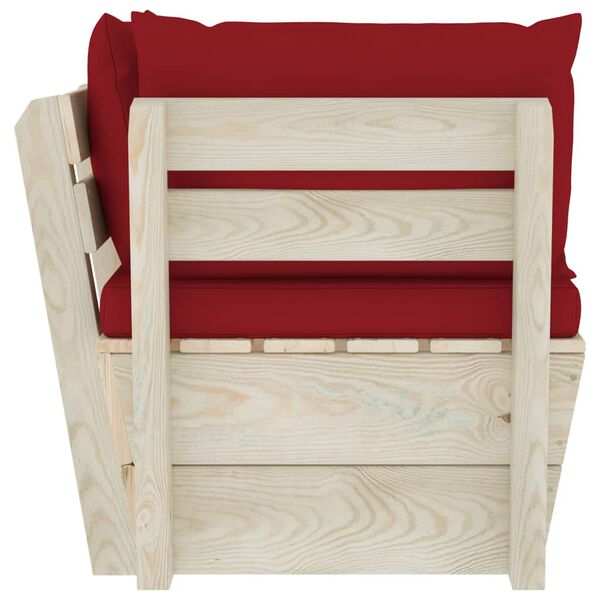 vidaXL Градински палетен ъглов диван с възглавници, импрегниран смърч