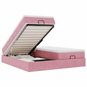 vidaXL Османска легло с матраци, розово, 160x200 см, кадифе