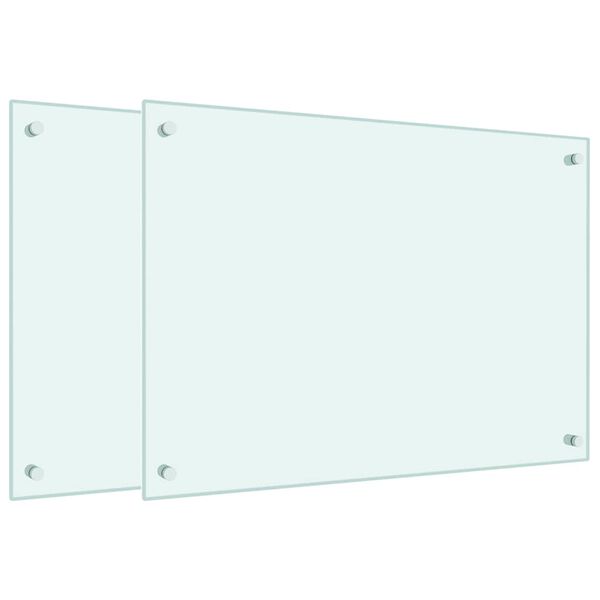 vidaXL Кухненски гърбове, 2 бр, бял, 70x50 см, закалено стъкло