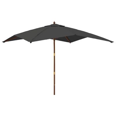vidaXL Градински чадър с дървен прът, антрацит, 300x300x273 см