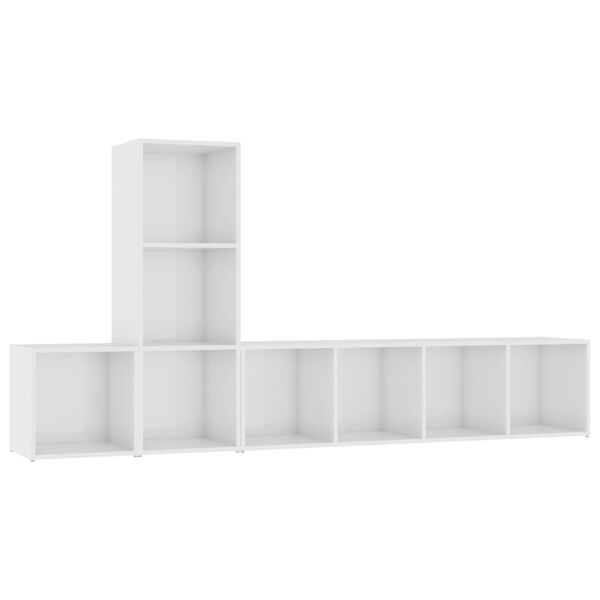 vidaXL Комплект ТВ шкафове, 3 части, бял гланц, инженерно дърво