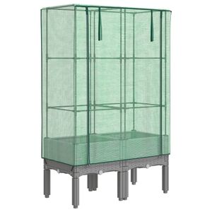 vidaXL Повдигнато легло с оранжерия калъф, ратанов вид, 80x40x140 см