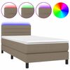 vidaXL Боксспринг легло с матрак и LED, таупе, 80x200 см, плат