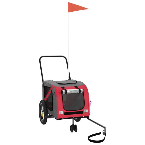 vidaXL Ремарке за колело за любимци черно червено Оксфорд плат желязо