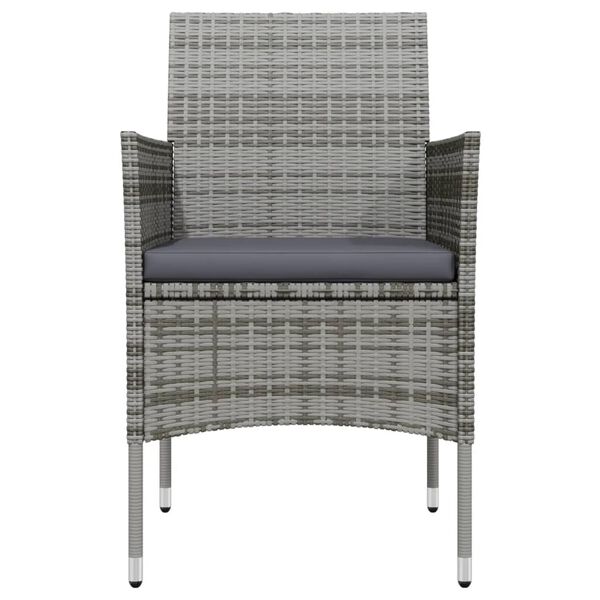 vidaXL Градински трапезен комплект 3 части с възглавници сиво и черно