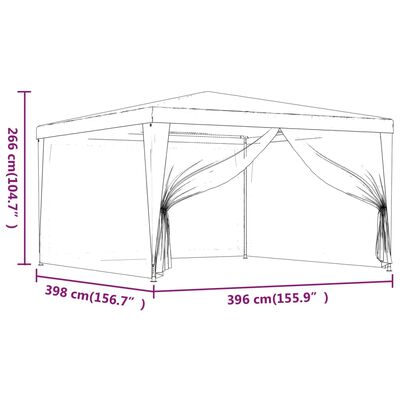 vidaXL Парти палатка с 4 мрежести странични стени зелена 4x4 м HDPE