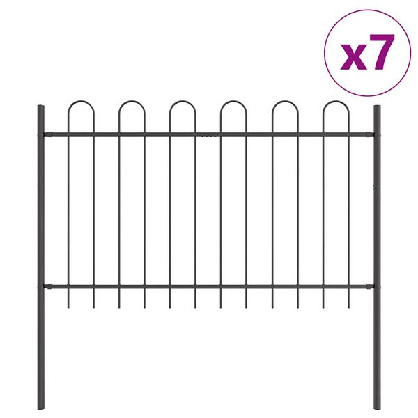 vidaXL Градска ограда 7 pcs Сив 11,9 x 1,2 м Прахово боядисана стомана