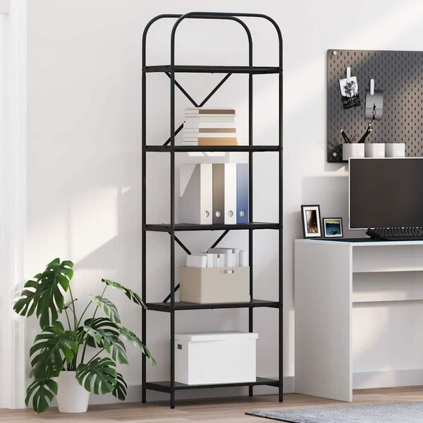 vidaXL Рафт за книги Черния дъб 60 x 30 x 183 см Инженерно дърво