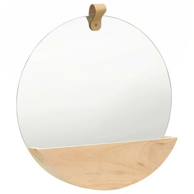 vidaXL Огледало за стена, бор масив, 35 см