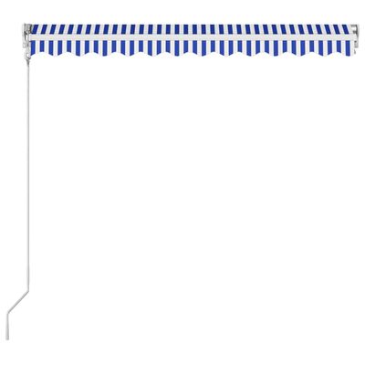 vidaXL Автоматично прибиращ се сенник, 350x250 см, синьо и бяло
