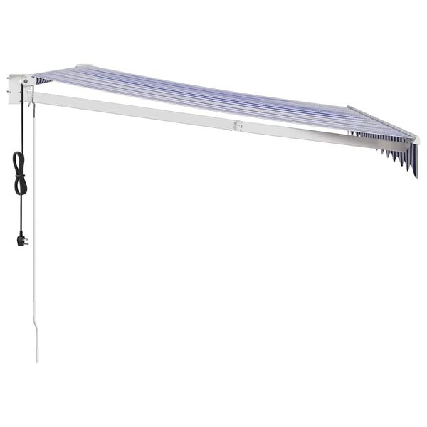 vidaXL Автоматично прибираща се тента, синьо и бяло, 3x2,5 м