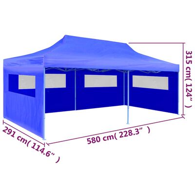 vidaXL Сгъваема pop-up парти шатра, синя, 3x6 м