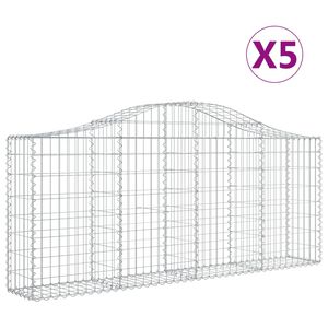 vidaXL Габионни кошници арка 5 бр 200x30x80/100 см поцинковано желязо