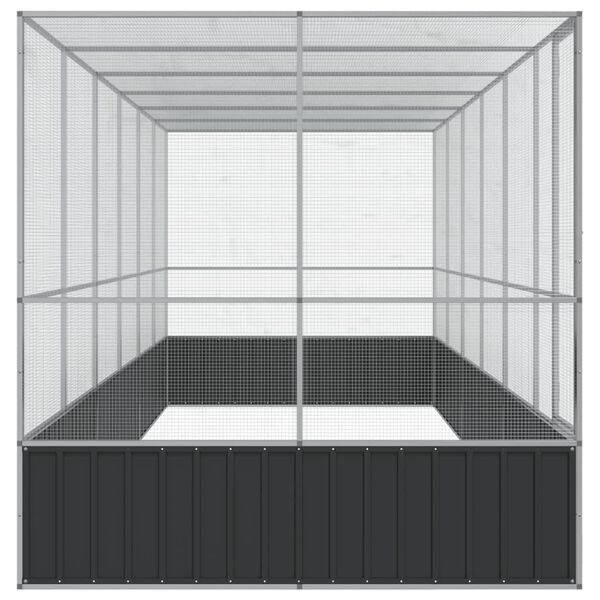 vidaXL Волиера с удължение сребриста 625x207x212 см стомана