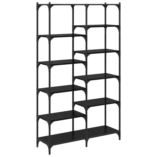 vidaXL Рафт за книги Черен дъб 100 x 32 x 170 см Инженерно дърво