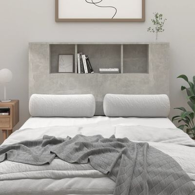 vidaXL Табла за легло тип шкаф, бетонно сива, 120x18,5x102,5 см