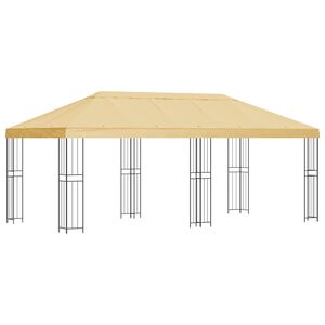 vidaXL Градинска беседка 6 x 3 m Кремаво Полиестер и стомана 190 gsm