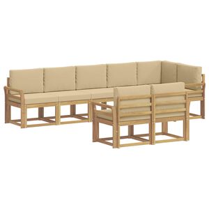 vidaXL Комплект дивани за открито 8 pcs Бяло и Бежово Полиестер
