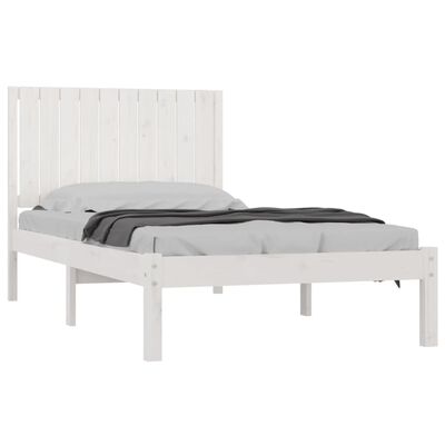vidaXL Рамка за легло, бяла, бор масив, 100x200 см
