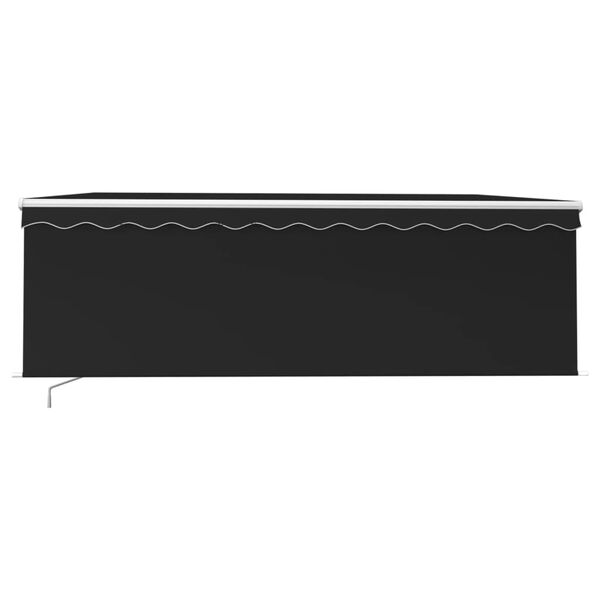 vidaXL Ръчно прибиращ се сенник с щора и LED, 4x3 м, антрацит