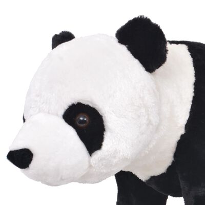vidaXL Плюшена панда за яздене черно и бяло XXL