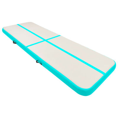 vidaXL Надуваем дюшек за гимнастика с помпа, 400x100x15 см, PVC, зелен