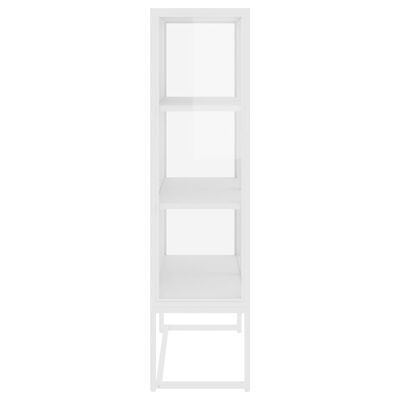 vidaXL Висок шкаф, бял, 80x35x135 см, стомана и закалено стъкло
