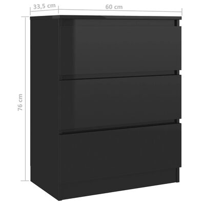 vidaXL Бюфет, черен гланц, 60x33,5x76 см, ПДЧ