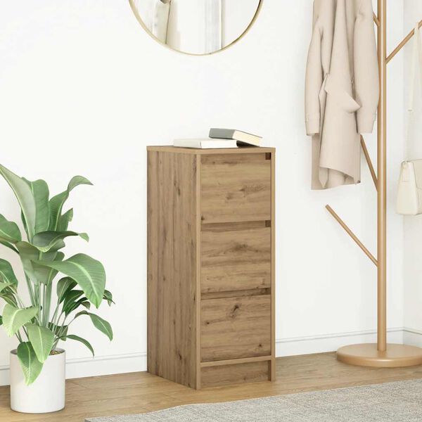 vidaXL Сайдборд, дъб артизан, 29,5x34x76 см, инженерно дърво