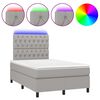 vidaXL Боксспринг легло с матрак и LED, светлосиво, 120x200 см, плат