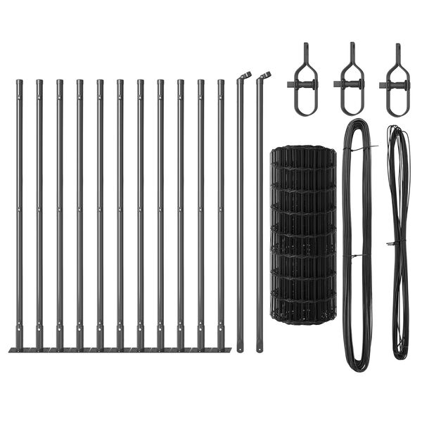 vidaXL Ограда с пост Сив 0,4 x 25 м Стомана и PVC